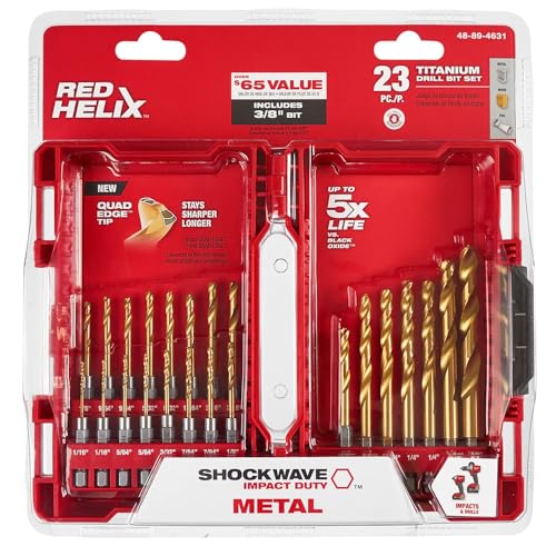 RED HELIX Titanium Drill Bit Set, 23-Piece